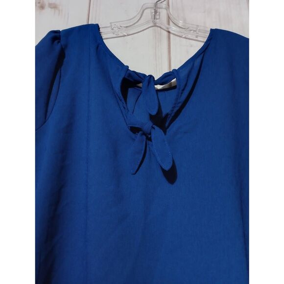 Torrid‎ Shirt Ladies 1x Blue Short Sleeve Flowy - Picture 4 of 7
